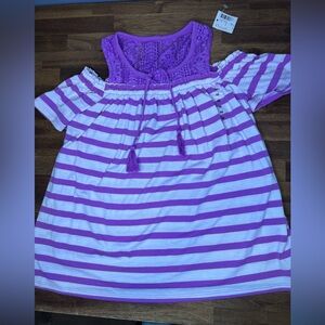Justice Purple and White Striped Girls Shirt Tunic, Size 10